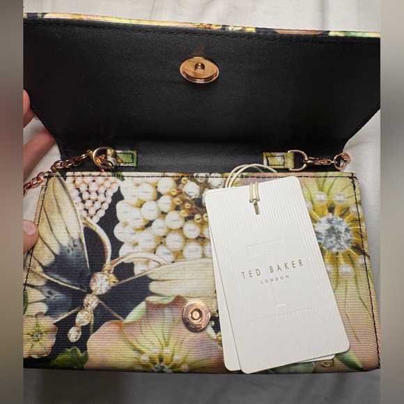 Ted Baker Gem Gardens Bow Black Rose Gold Purse with Removable Strap - Picture 8 of 8